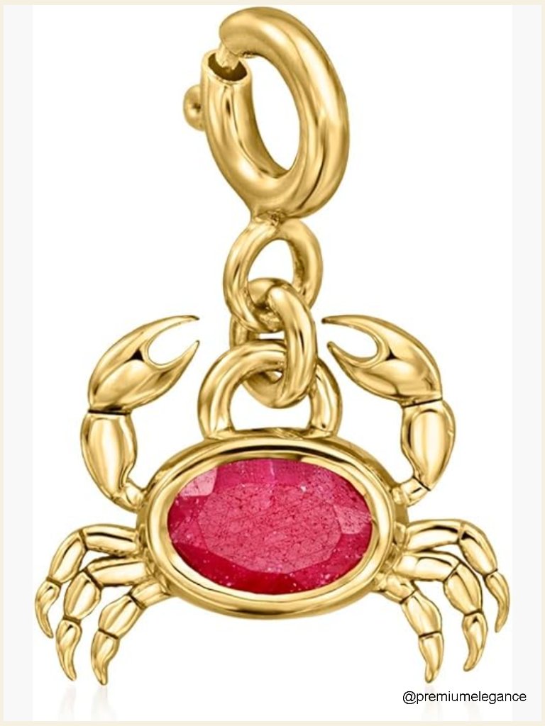 0.60 Carat Ruby Crab Charm 18kt Gold Over Sterling